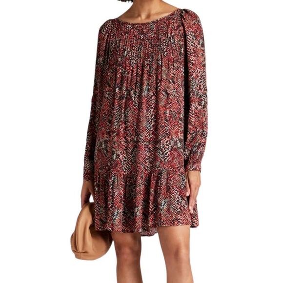 Nicholas Dress Devan Gathered snake print crepe minidress size 4 - Picture 1 of 7